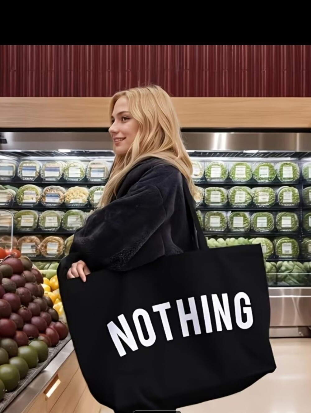 'NOTHING' Graphic Tote Bag - Picture 4 of 4